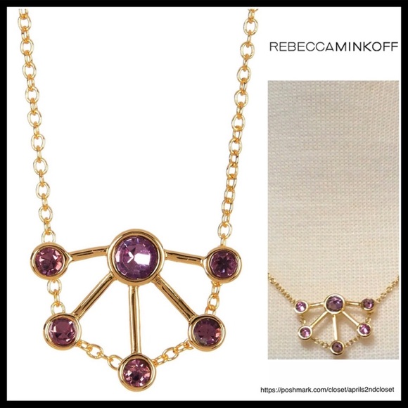 REBECCA MINKOFF PURPLE JEWELED GOLD NECKLACE A3C - Picture 7 of 7